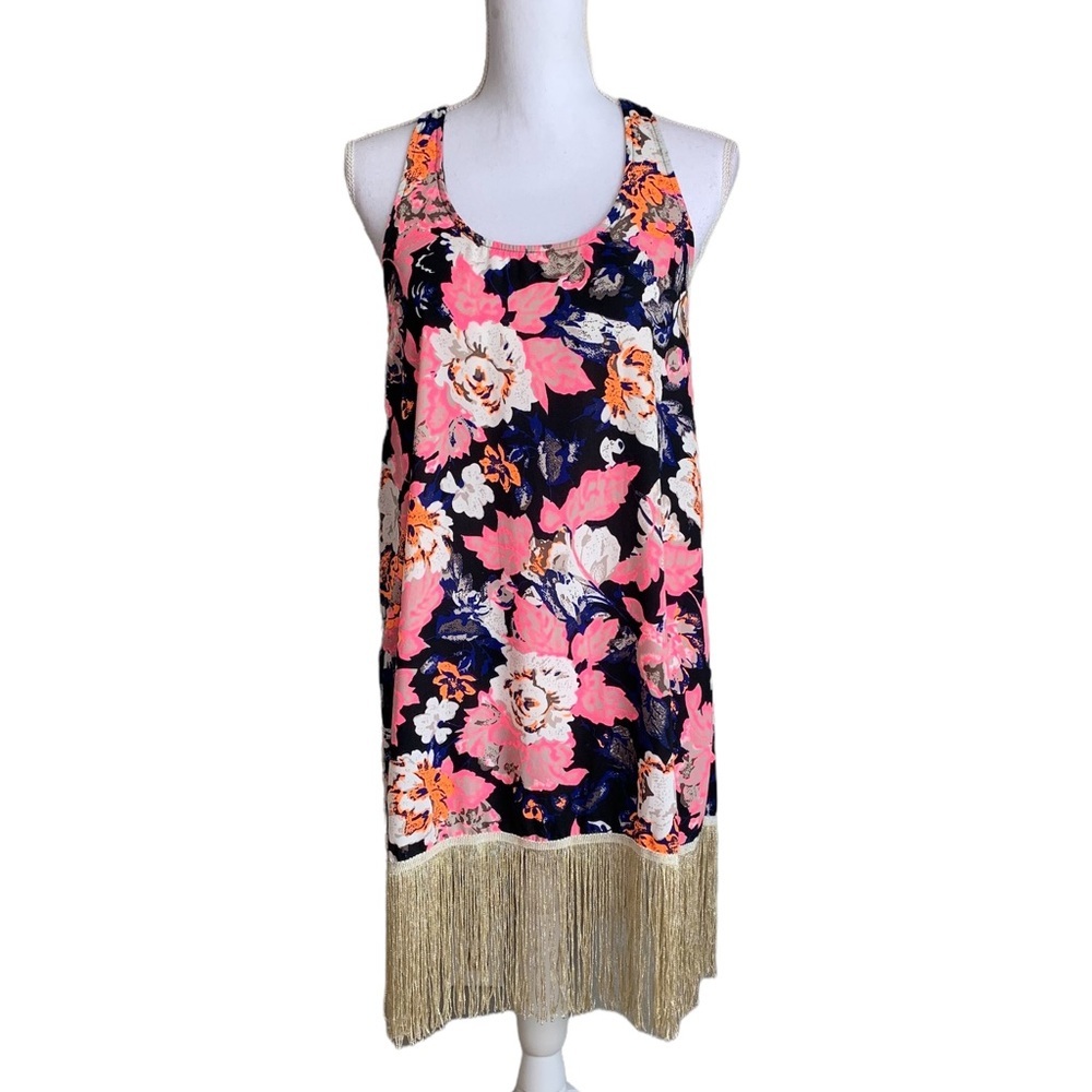 Miin Multicolored Floral Tassel Sleeveless Dress Size Small